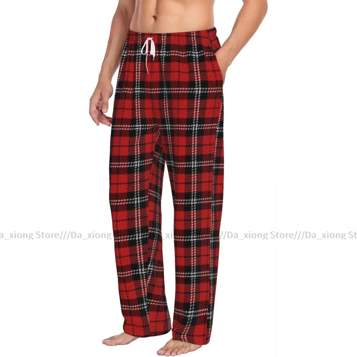 Men's Red Plaid Pattern Pyjama Bottoms