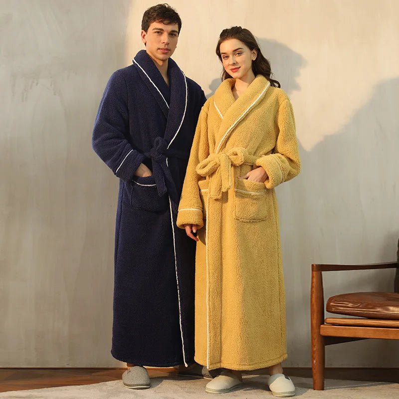 Men's Navy Blue Fluffy Dressing Gown