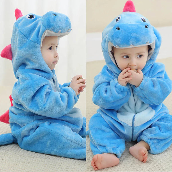 Infant Blue Dinosaur Animal Onesie