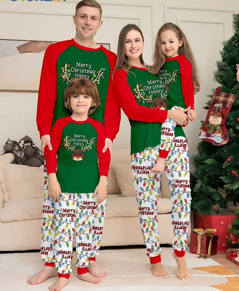 Christmas Family Happy Reindeer Pyjama Set