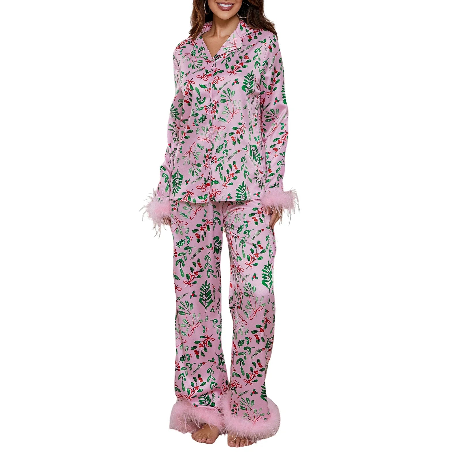 Mum & Daughter Matching Leaf Print Pyjama Set