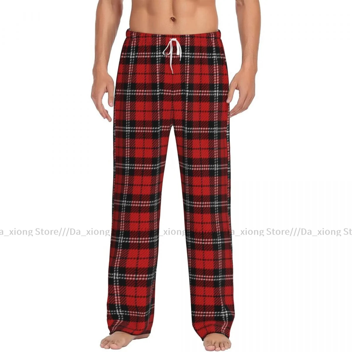 Men's Red Plaid Pattern Pyjama Bottoms