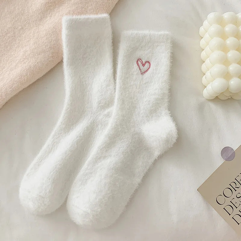 Women’s Fluffy Pink Heart Socks