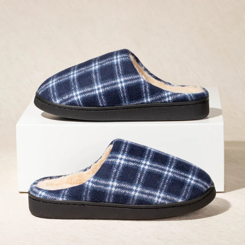 Men's Striped Fleece Slippers