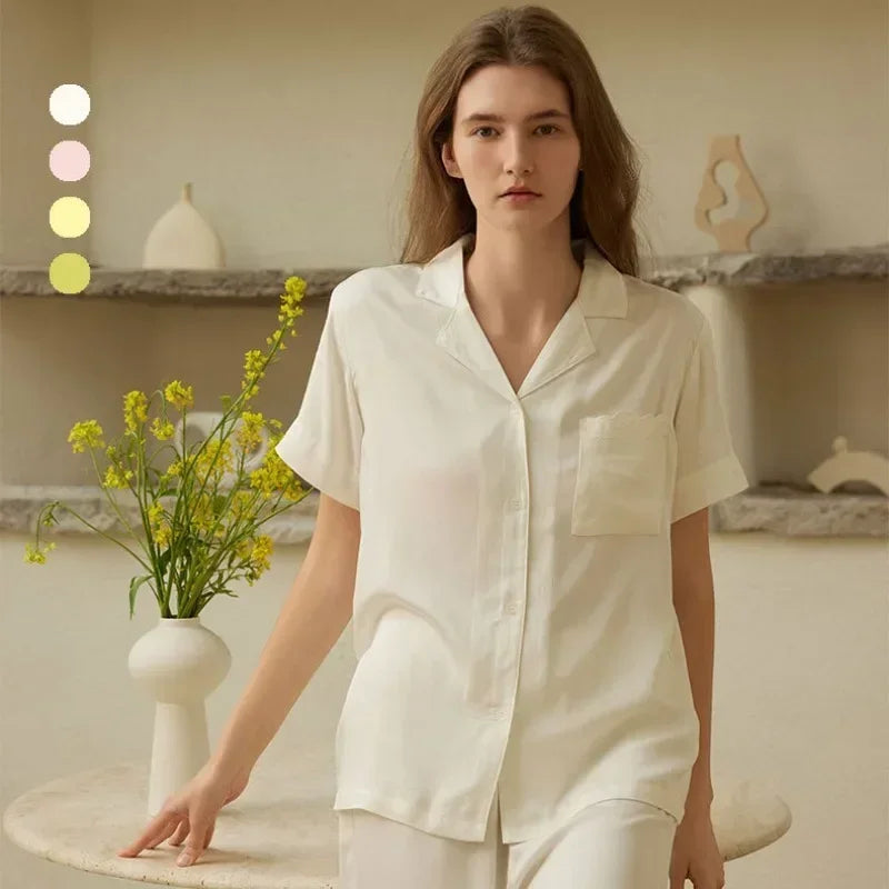 Women's Cotton Satin Embroidery Pyjama Set