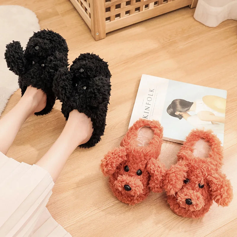 Women's Dog Plush Slippers