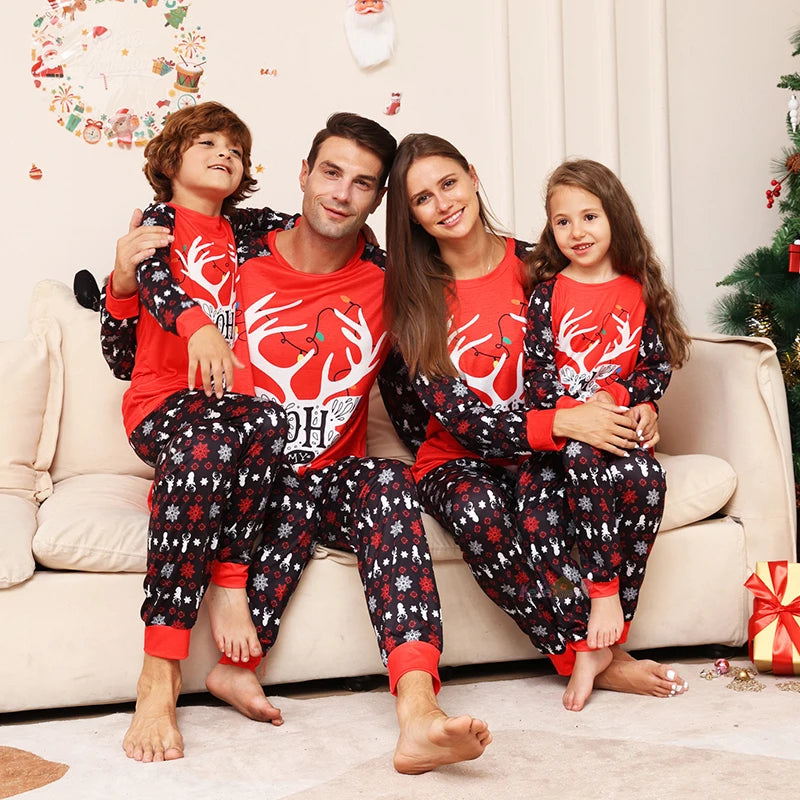 Family Red Antlers Matching Pyjamas Set
