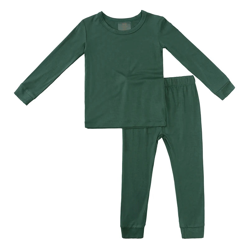 Dark Green Bamboo Kids Pyjama Set