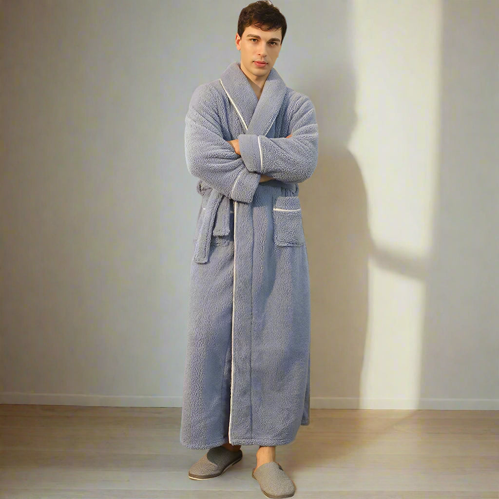 Men's Cyan Fluffy Dressing Gown