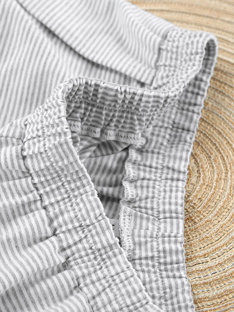 Striped Two-Piece Cotton Shorty Pyjamas