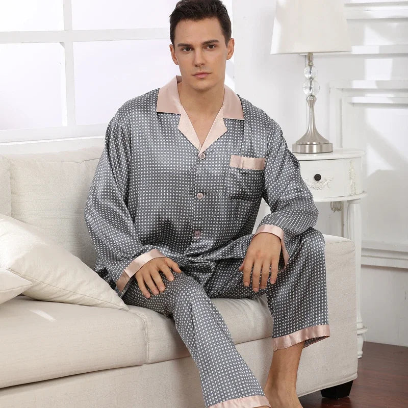 Long Sleeve Men's Silk Pyjamas