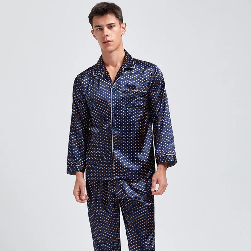 Long Sleeve Men's Silk Pyjamas