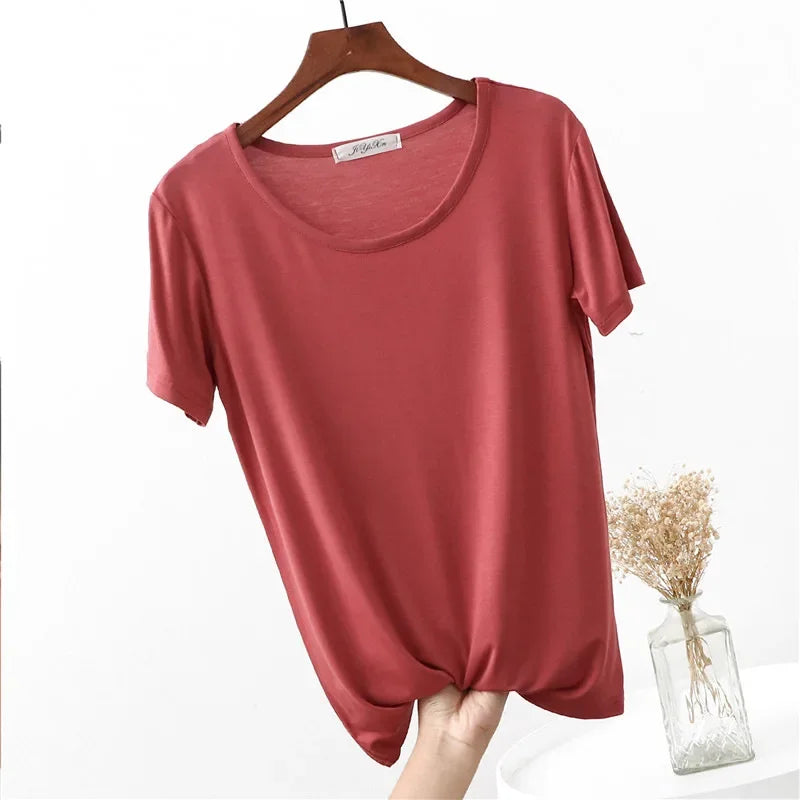 Women's Plus Size Modal Short Sleeve Pyjama Top
