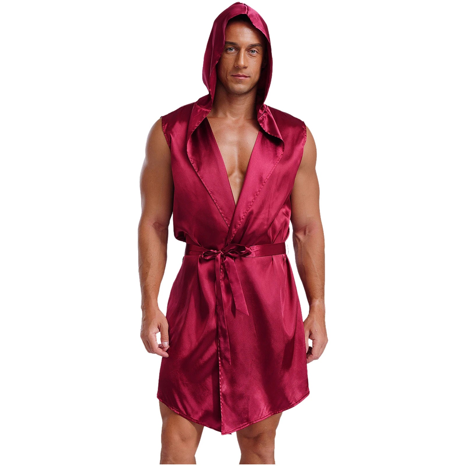 Mens Satin Robe Silky Bathrobe