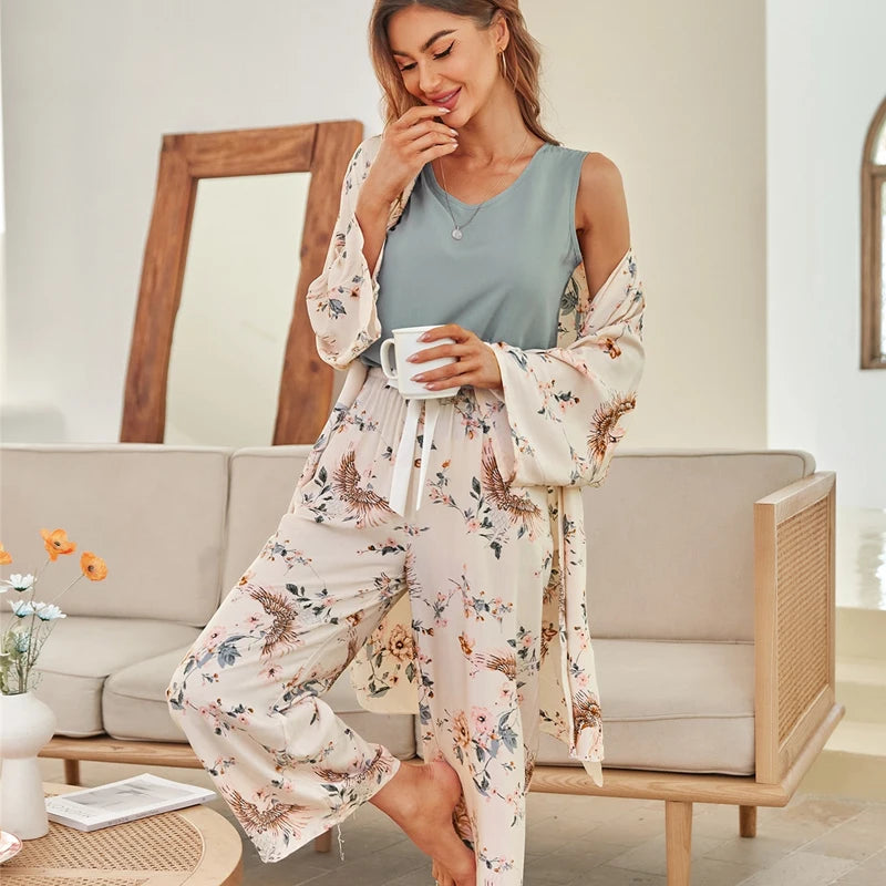 Women's Loose Floral Printed Pyjama Set