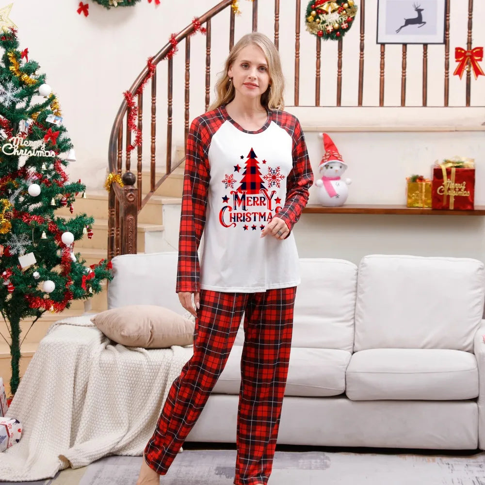 Red Plaid Christmas Tree Matching Pyjama Set