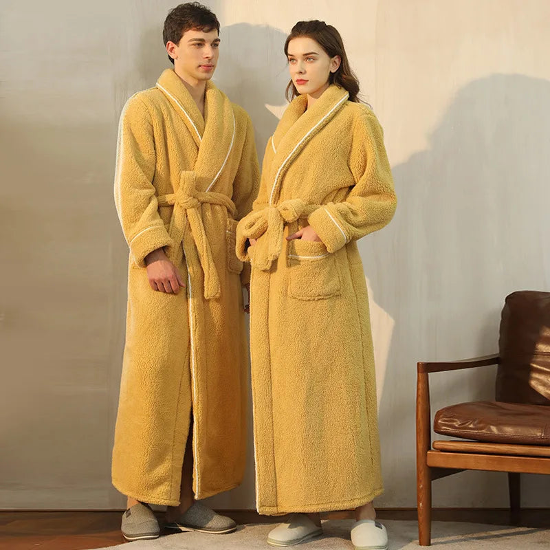 Men's Yellow Fluffy Dressing Gown
