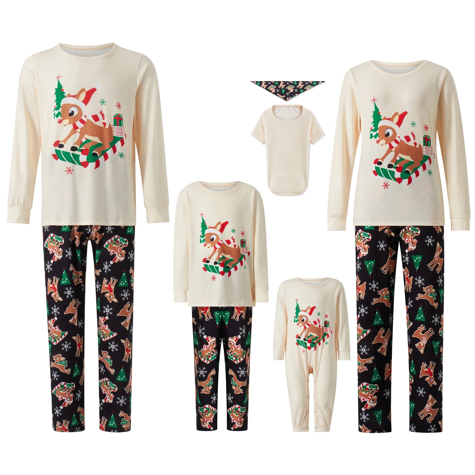 Matching Reindeer Sleigh Christmas Pyjama Set