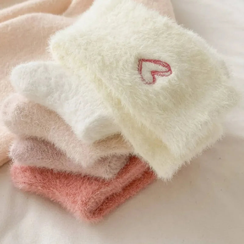 Women’s Fluffy Pink Heart Socks