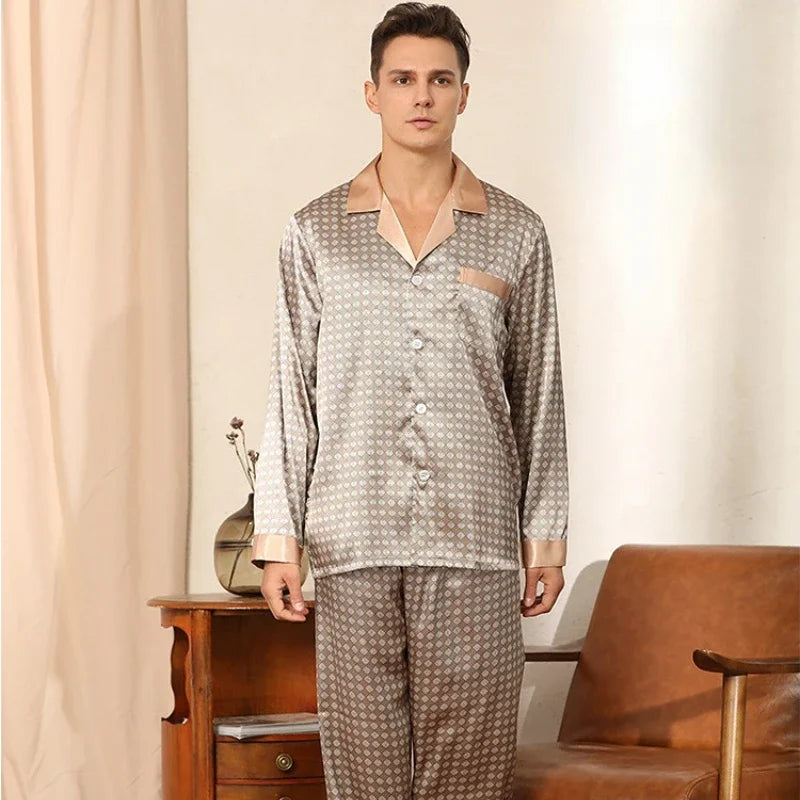 Long Sleeve Men's Silk Pyjamas