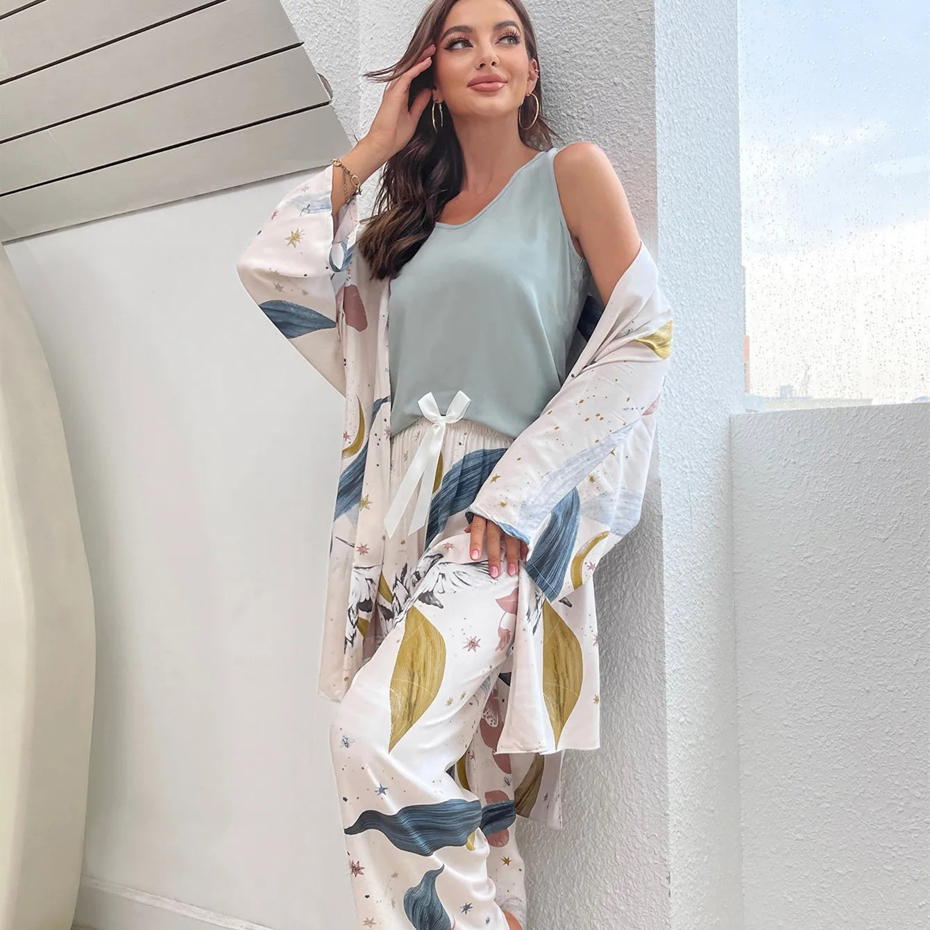 Women's Loose Floral Printed Pyjama Set