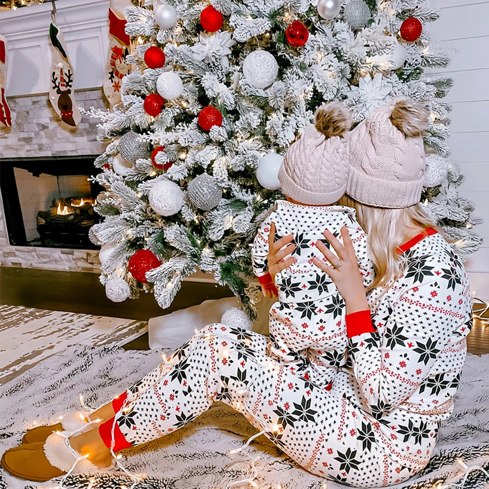 Grey Retro Print Christmas Pyjamas Set