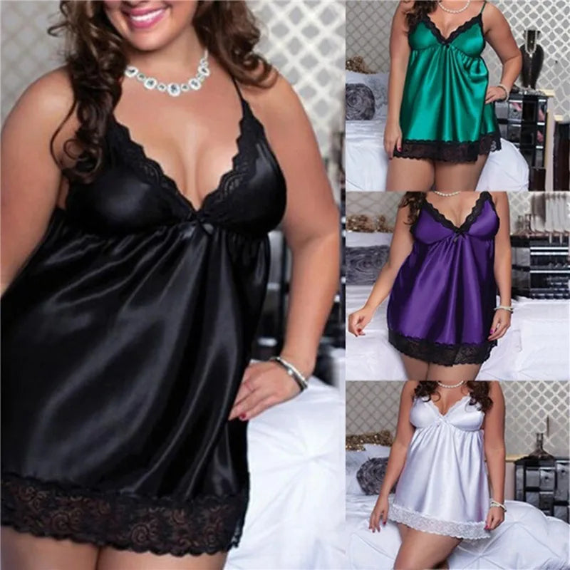 Women's Plus Size Summer Satin Nightdress