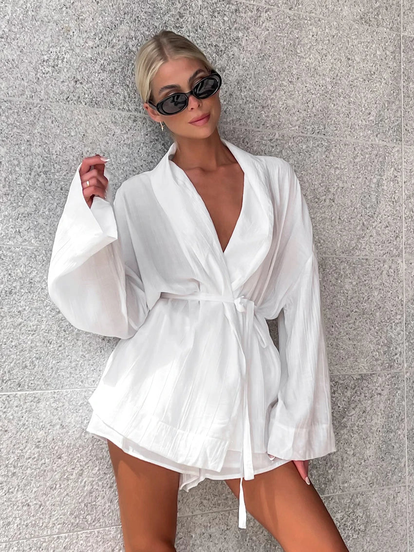 White Women Pyjama Short Set