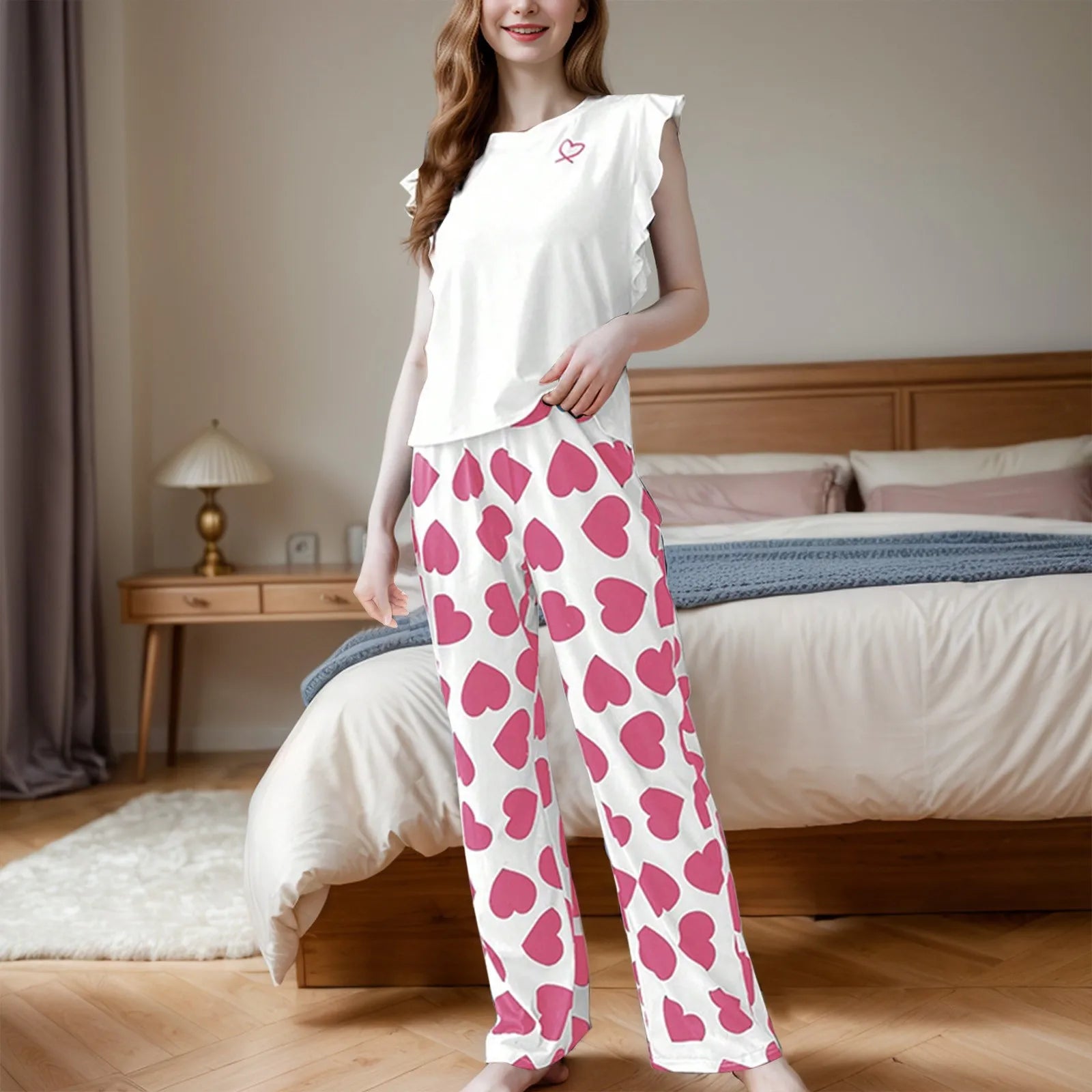 Women's Love Print Pyjama Set