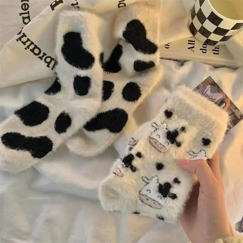 Women's Cartoon Print Fluffy Socks