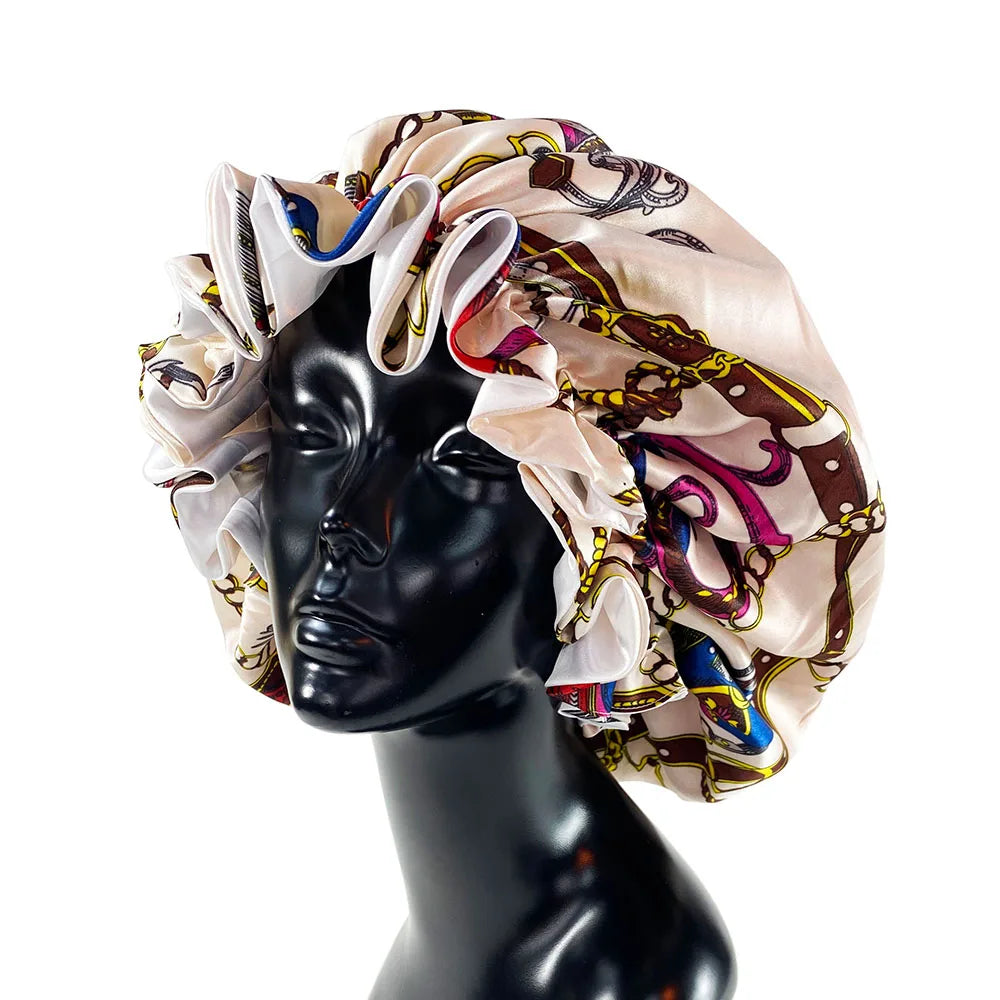 Double Layer Satin Bonnet Cap