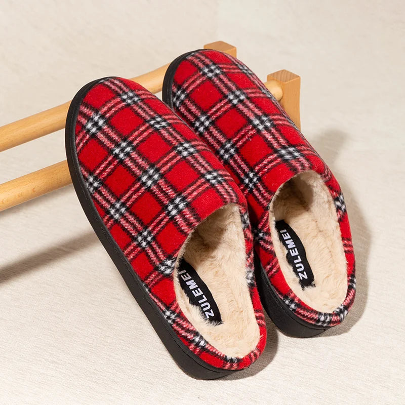 Men's Striped Fleece Slippers