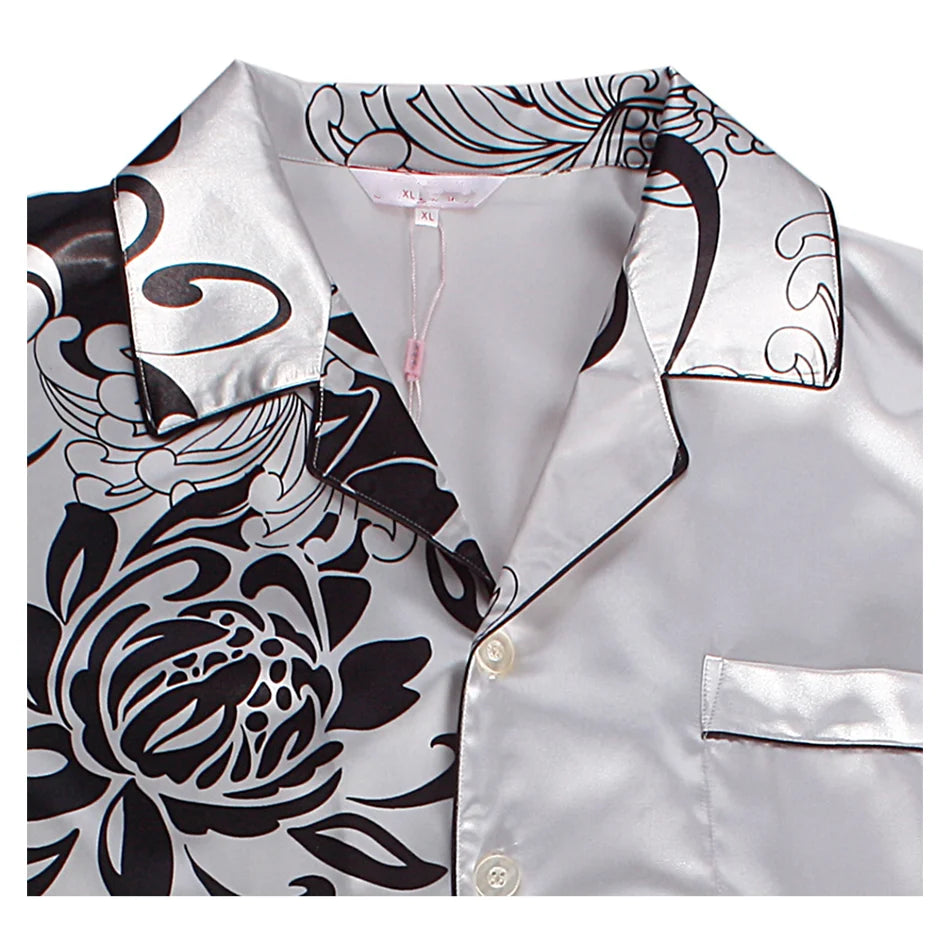 Men's Satin Like Rose Pyjama Set