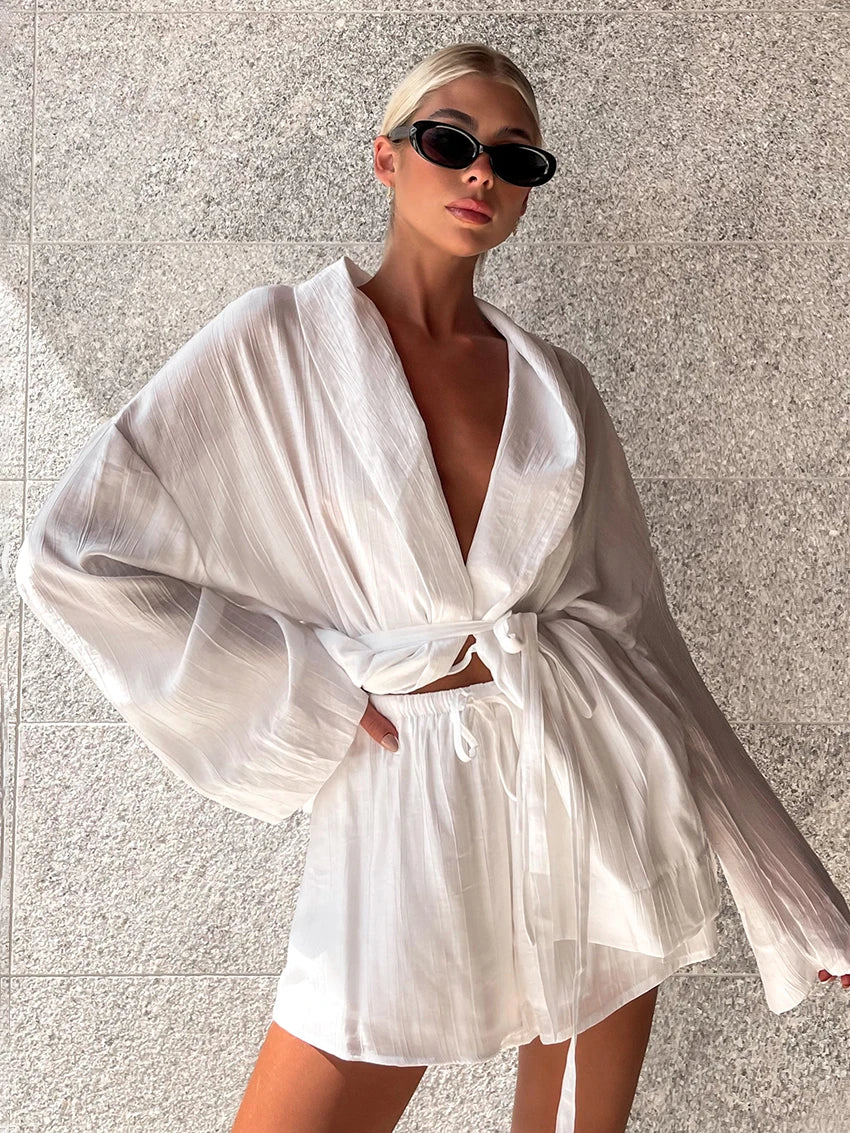 White Women Pyjama Short Set