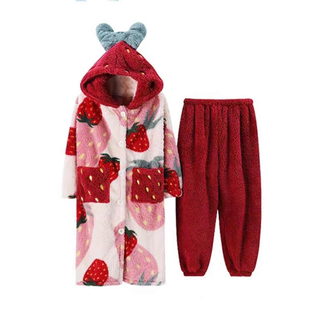 Sweet Strawberry Hooded Pyjama Jacket