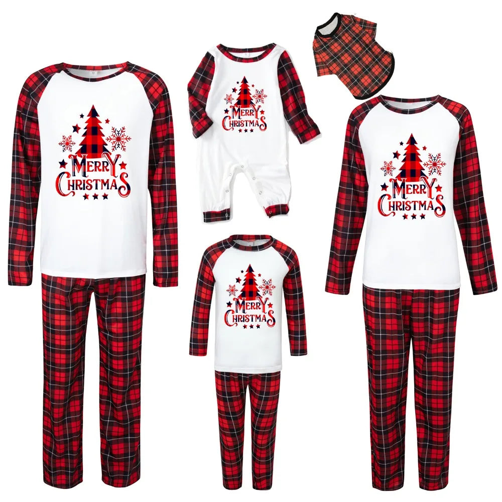 Red Plaid Christmas Tree Matching Pyjama Set