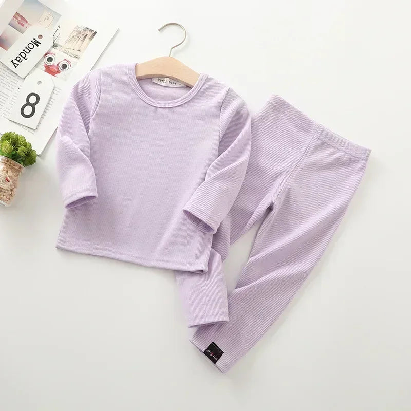 Light Purple Winter Warm Kids Pyjamas Set