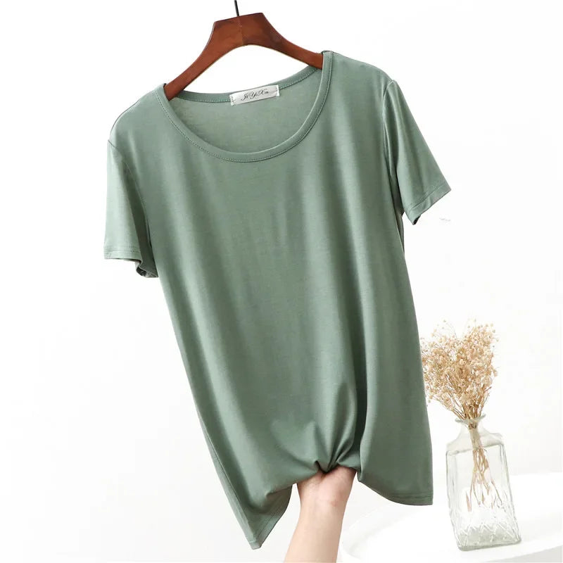 Women's Plus Size Modal Short Sleeve Pyjama Top