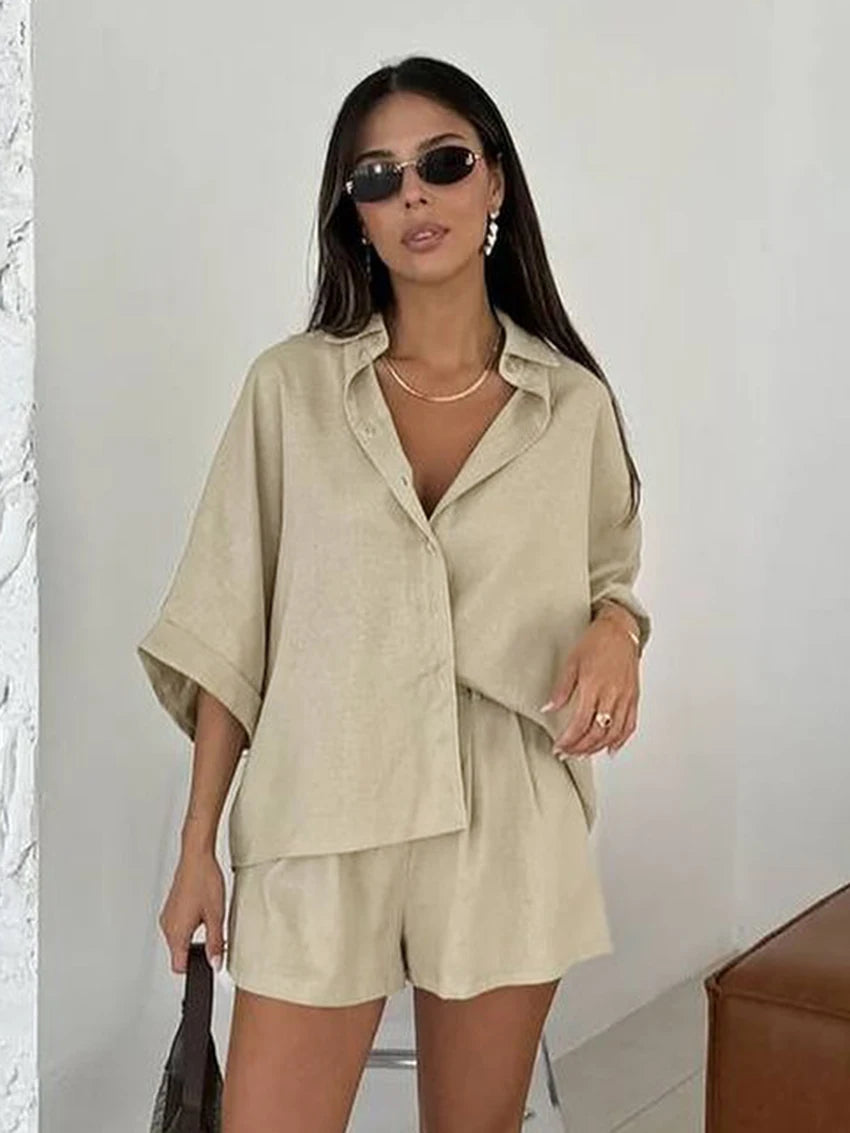 Women's Collar Half Sleeve Pyjama Set
