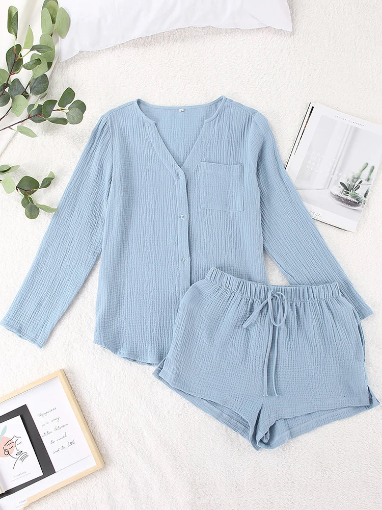 Women's Cotton Laced Pyjama Short Set