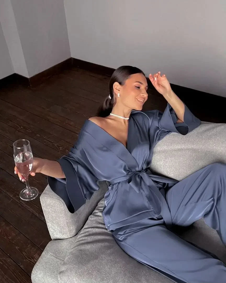 Women's Satin Sleepwear Set with Robe