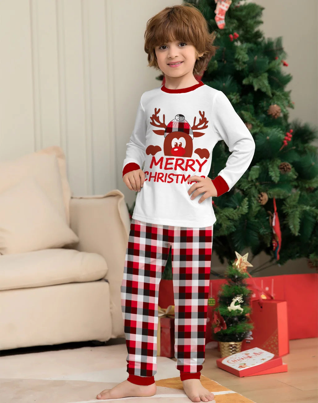 Reindeer Plaid Christmas Pyjamas Set