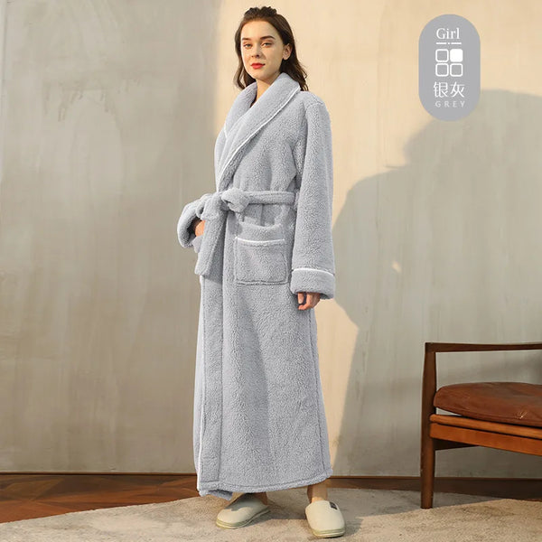 Women's Light Grey Fluffy Dressing Gown