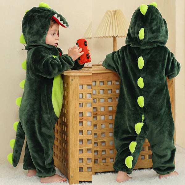 Infant Dark Green Dinosaur Animal Onesie