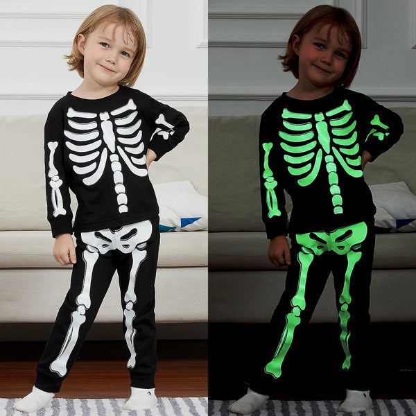 Toddler Glow In The Dark Skeleton Halloween Pyjama Set