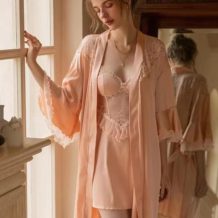 Pink Lace Wedding Robe