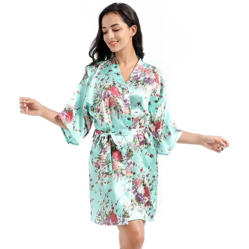 Women's Satin Floral Short Robe