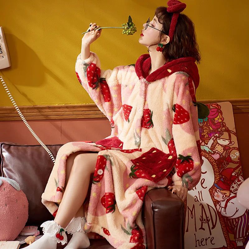 Sweet Strawberry Hooded Pyjama Jacket