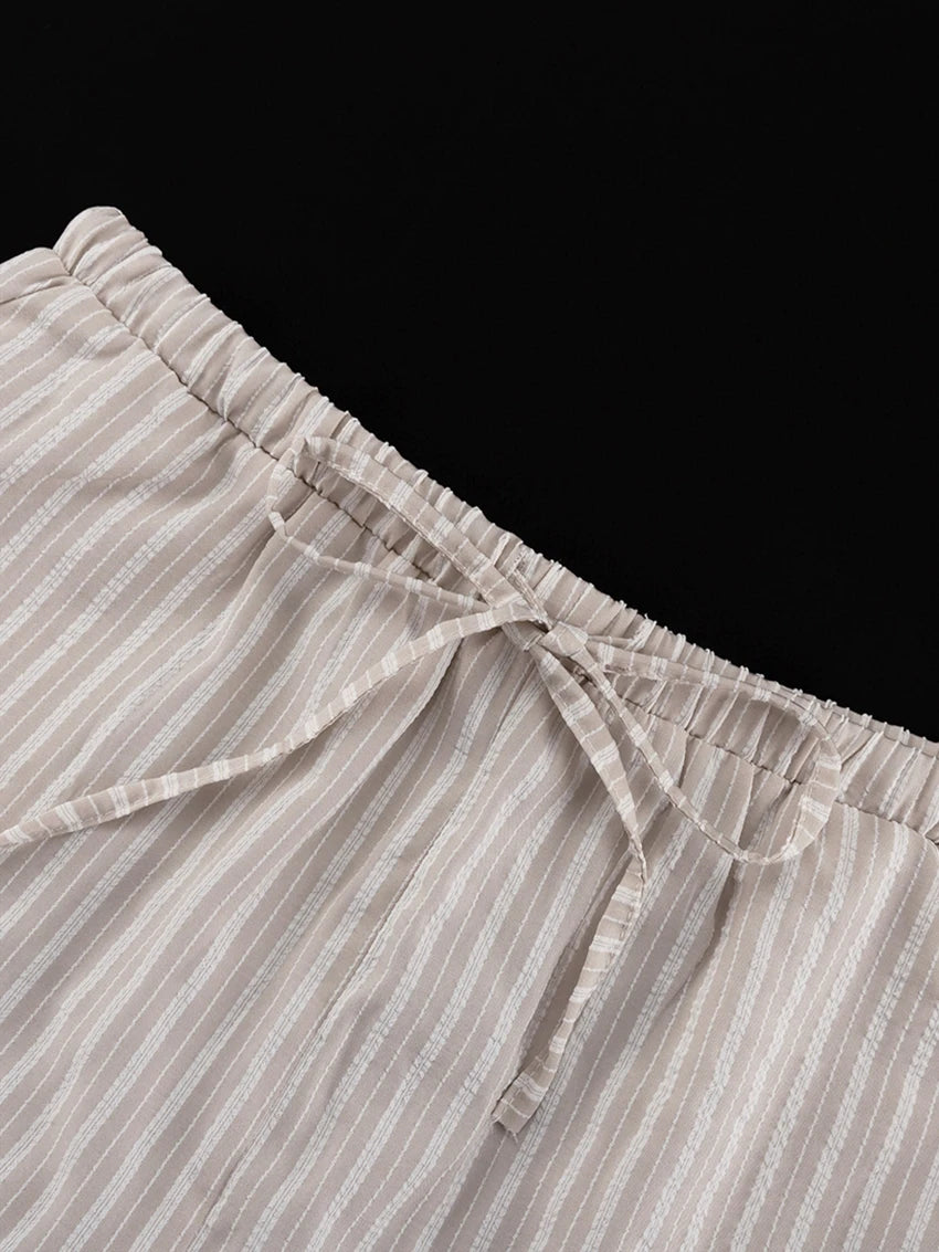 Women's Striped Shirt & Shorts Pyjama Set