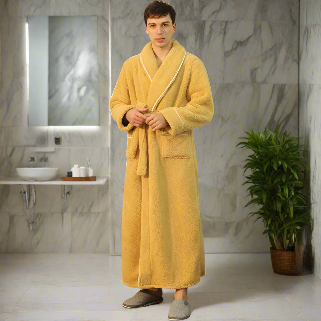 Men's Yellow Fluffy Dressing Gown